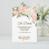 Hochzeitsfeier Wasserfarbe Peach Weiße Blume Begleitkarte (Stehend Vorderseite)