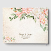 Hochzeitsfeier Wasserfarbe Peach Weiße Blume Gästebuch (Rückseite)