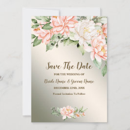 Hochzeitsfeier Wasserfarbe Peach Weiße Blume Save The Date