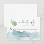 Hochzeitsfeier "Watercolor Ocean Beach" UAWG RSVP Karte (Vorne/Hinten)