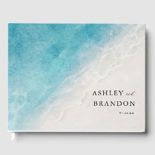 Hochzeitsfeier "Watercolor Ocean Summer Blue Beach Gästebuch