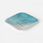 Hochzeitsfeier "Watercolor Ocean Summer Blue Beach Pappteller (Gewinkelt)