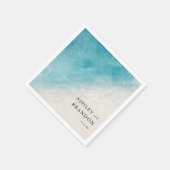 Hochzeitsfeier "Watercolor Ocean Summer Blue Beach Serviette (Ecke)
