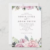 Hochzeitsfeier "Watercolor Winter Floral Pink Rose Einladung (Vorderseite)