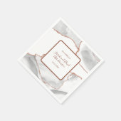 Hochzeitsfeier Weißer Rose Gold Glitzer Agate Serviette (Ecke)