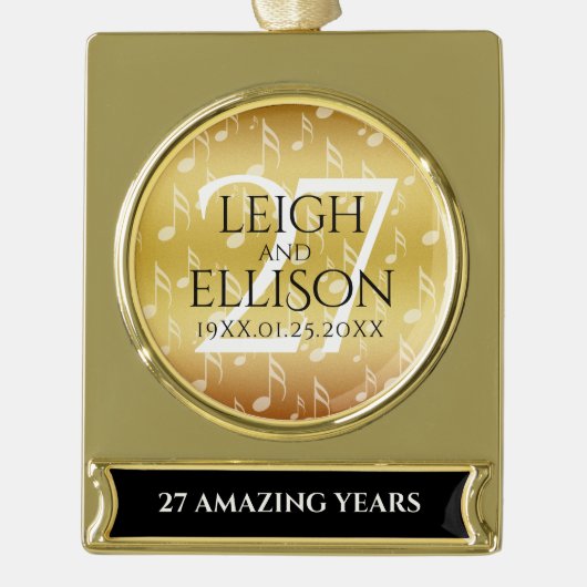Hochzeitsfeier zum 27. Mal Banner-Ornament Gold (Vorderseite)