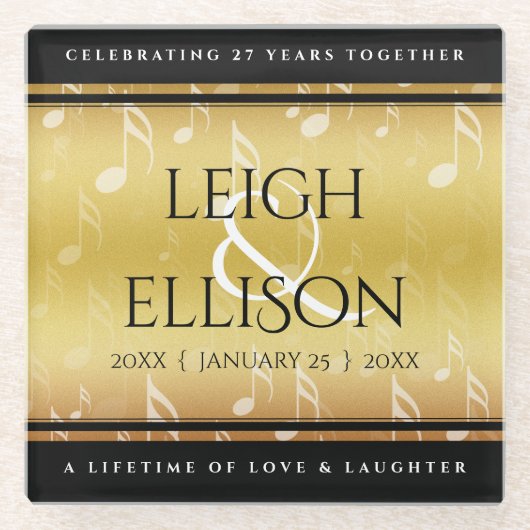 Hochzeitsfeier zum 27. Mal Glasuntersetzer (Vorderseite)