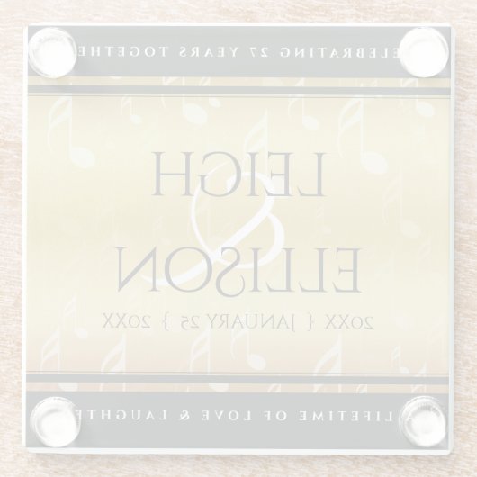 Hochzeitsfeier zum 27. Mal Glasuntersetzer (Rückseite)