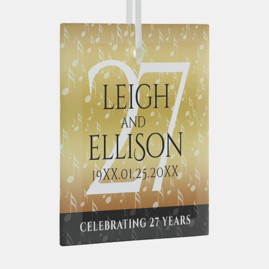 Hochzeitsfeier zum 27. Mal Ornament Aus Glas (Vorderseite Rechts)