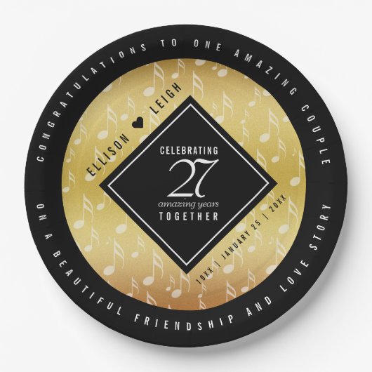 Hochzeitsfeier zum 27. Mal Pappteller (Vorderseite)