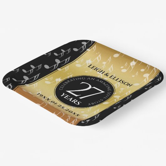 Hochzeitsfeier zum 27. Mal Pappteller (Gewinkelt)