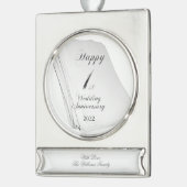 Hochzeitsfeier zum ersten Mal Banner-Ornament Silber (Links)