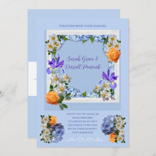 Hochzeitsfeier zum Thema Blume Einladung (Vorne/Hinten)