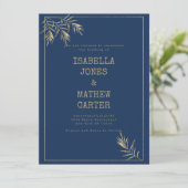 Hochzeitsfeier zum Thema Schriftart der Navy Einladung (Stehend Vorderseite)