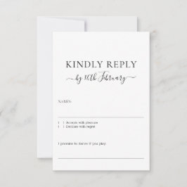 Hochzeitsfeierliche Schwarze Signatur mit freundli RSVP Karte