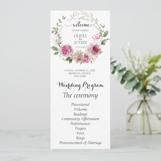 Hochzeitsfeierlichkeiten für Wasserfarben Pink (Stehend Vorderseite)