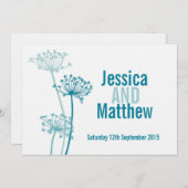 Hochzeitsfeierlichkeiten mit grafischer Blume Einladung (Vorne/Hinten)