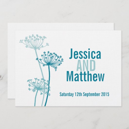 Hochzeitsfeierlichkeiten mit grafischer Blume Einladung (Vorne/Hinten)