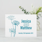 Hochzeitsfeierlichkeiten mit grafischer Blume Einladung (Stehend Vorderseite)