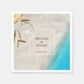 Hochzeitsfeiern am sommerlichen Strand mit tropisc Serviette (Vorderseite)