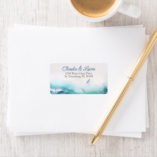 Hochzeitsfeiern am Strand Adressaufkleber (Insitu)