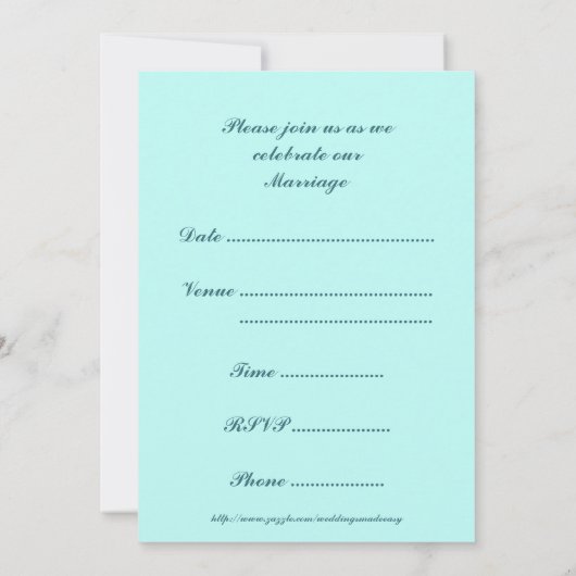 Hochzeitsfeiern am Strand Einladung (Rückseite)