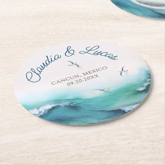 Hochzeitsfeiern am Strand Runder Pappuntersetzer (Angewinkelt)