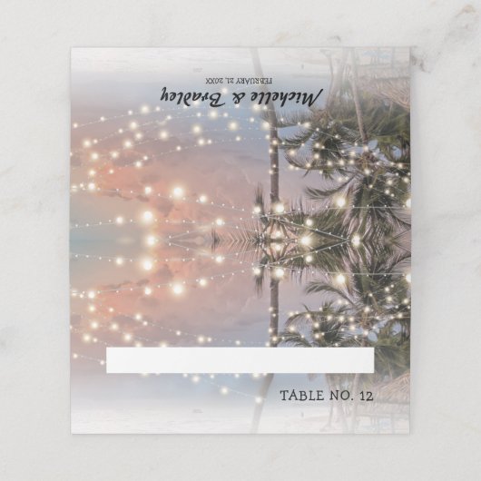 Hochzeitsfeiern am tropischen Strand Platzkarte (Außenseite Aufgefaltet)