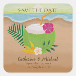 Hochzeitsfeiern am tropischen Strand Quadratischer Aufkleber