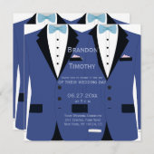 Hochzeitsfeiern auf dem Platz mit hellblauen und w Einladung (Vorne/Hinten)