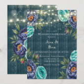 Hochzeitsfeiern auf Hochzeiten von Navy-Peonies & Einladung (Vorne/Hinten)