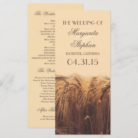 Hochzeitsfeiern auf rustikalem Land Programm (Vorne/Hinten)