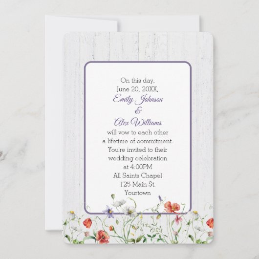 Hochzeitsfeiern auf weißem Holz Einladung (Vorderseite)