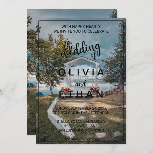 Hochzeitsfeiern Bäume Blumenzwiebelfest im Sommer Einladung (Vorne/Hinten)