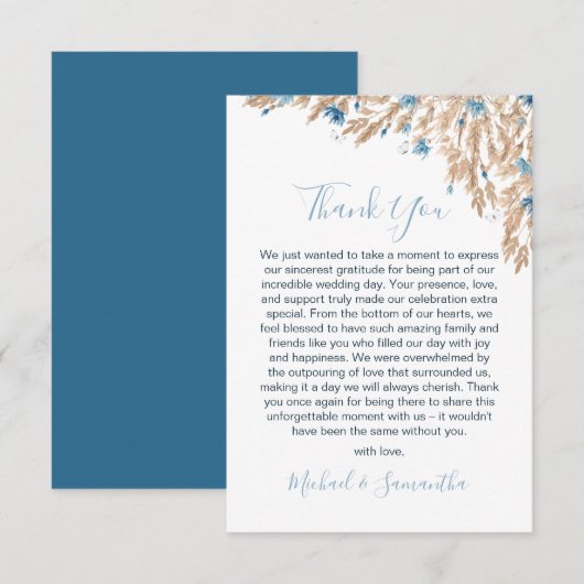 Hochzeitsfeiern für das blaue Land Dankeskarte (Vorne/Hinten)