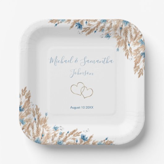 Hochzeitsfeiern für das blaue Land Pappteller (Vorderseite)