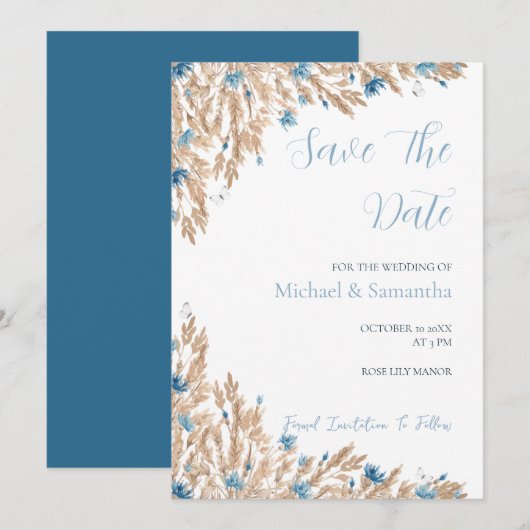 Hochzeitsfeiern für das blaue Land Save The Date (Vorne/Hinten)