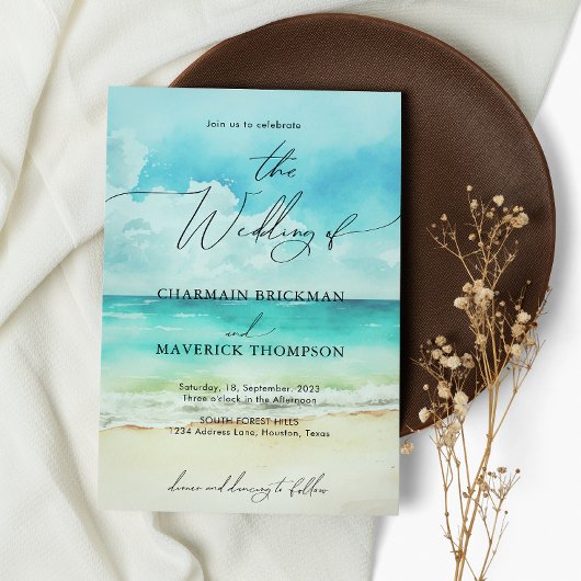 Hochzeitsfeiern für den Strand Einladung