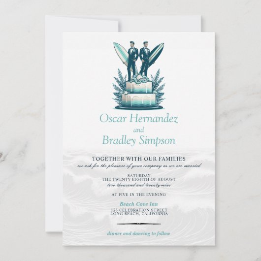 Hochzeitsfeiern für Surfhütten Einladung (Vorderseite)