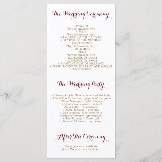 Hochzeitsfeiern im Wasser - Herbst-Blume Programm (Rückseite)