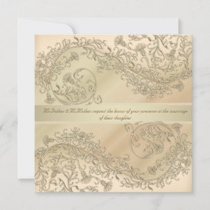 Hochzeitsfeiern in Beige und Gold Einladung
