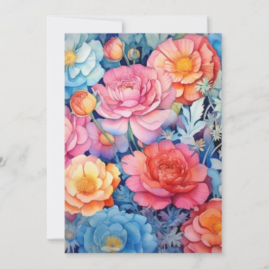 Hochzeitsfeiern in Blau, Korallen und Pfirsichfarb Einladung (Rückseite)