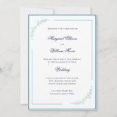 Hochzeitsfeiern in Blau und Aquamarinen Blüten Einladung (Vorderseite)