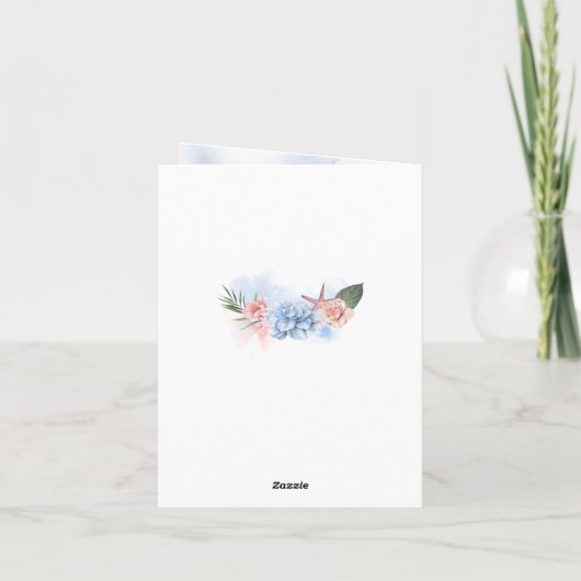 Hochzeitsfeiern in Blau und Blau Dankeskarte (Rückseite)