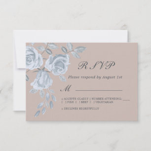 Hochzeitsfeiern in Blau und Rosa Rose RSVP Karte