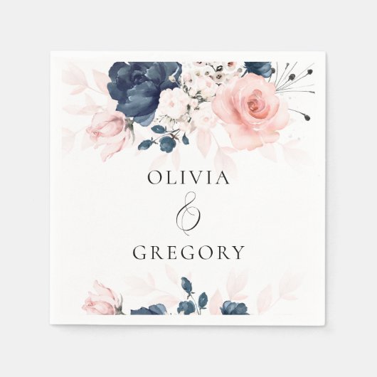 Hochzeitsfeiern in Blau und Rosa Serviette (Vorderseite)
