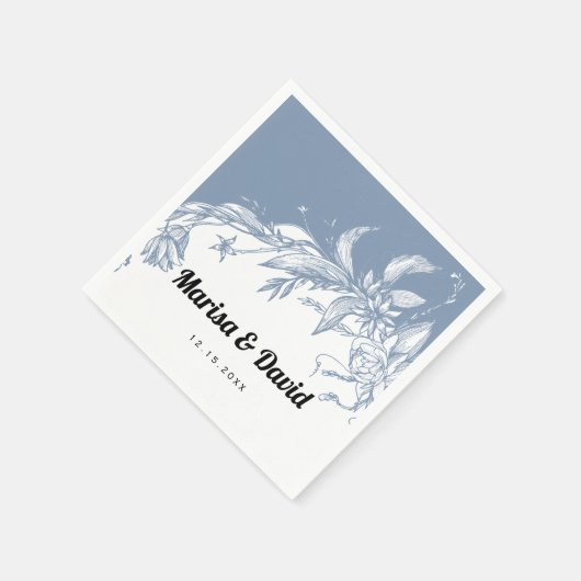 Hochzeitsfeiern in Blau-Weiß-Blume Serviette (Ecke)