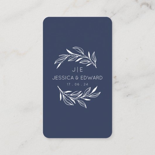 Hochzeitsfeiern in Blue Memorable Fotos Qr Code Mo Platzkarte (Rückseite)