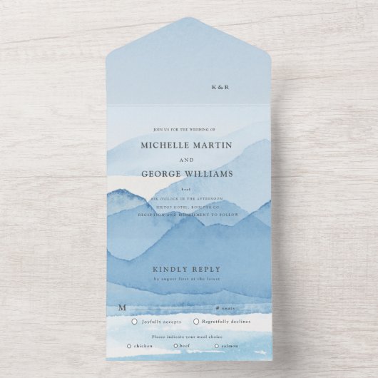 Hochzeitsfeiern in der Gebirgskette All In One Einladung (Innen Boden)