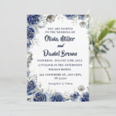 Hochzeitsfeiern in Elfenbein und Silberblauen Einladung (Stehend Vorderseite)